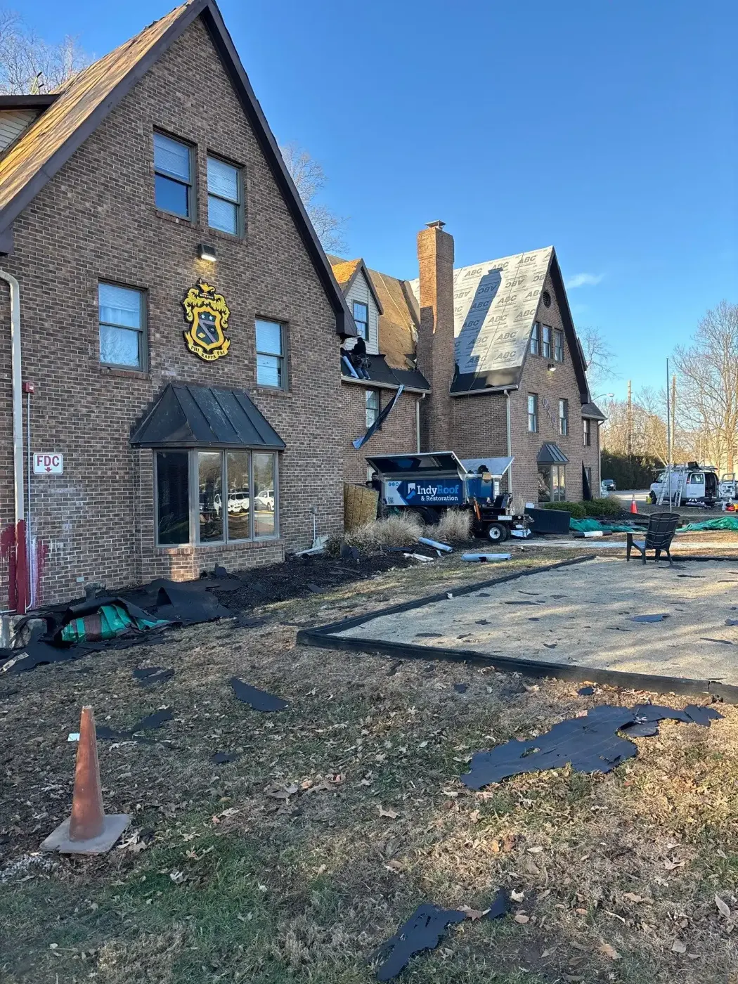 Storm damage documentation on a Centerville commercial building